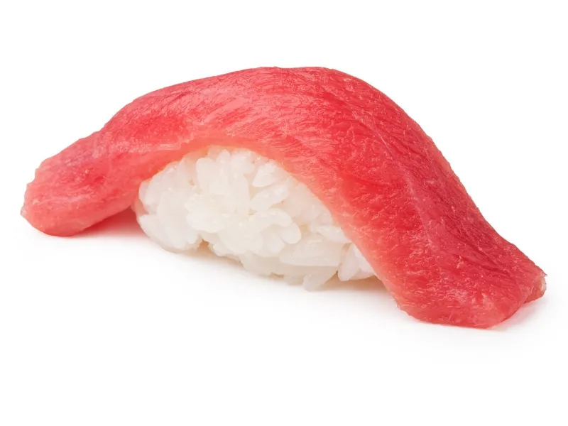 Tuna nigiri sushi with vinegared rice at Nova Sushi & Teriyaki, a Japanese Restaurant in Jackson Heights